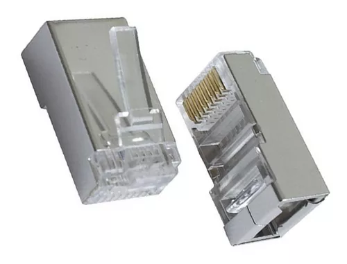 [2045] CONECTOR RJ45 CAT 6 BLINDADO x 100 UNIDADES
